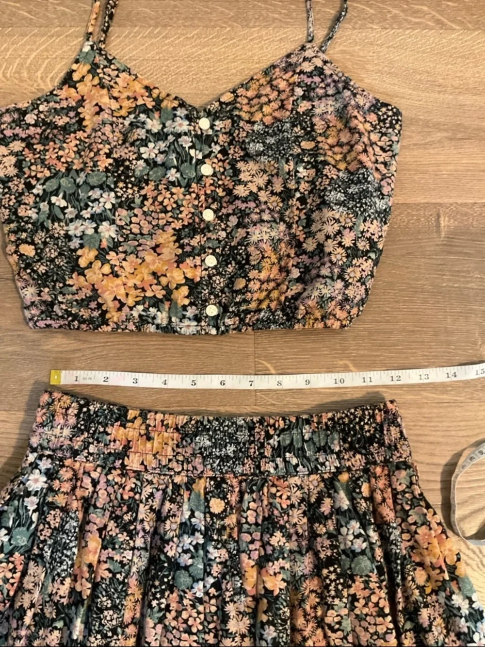 American Eagle cropped floral cami and mini skirt set, XS - Picture 12 of 13